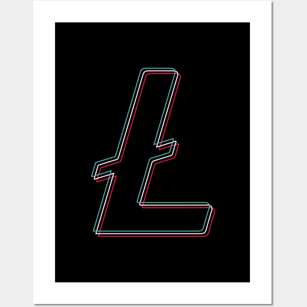 Litecoin blue pink glitch modern typography art gift Wall Art by star trek fanart and more